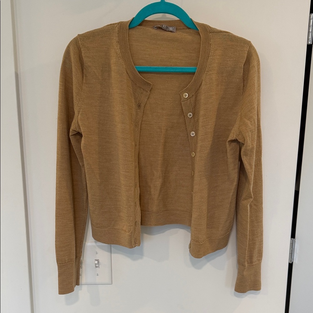 Tan J Crew Button-Up Cardigan